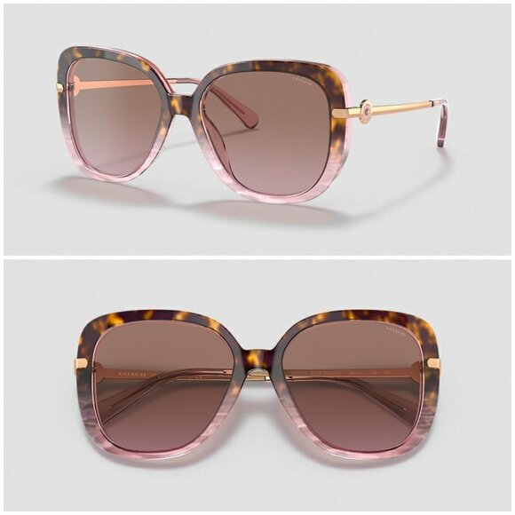 💕COACH💕 Gradient Square Sunglasses HC8320 C6180 ~ Rose Tortoise Gradient NWT - Picture 1 of 6